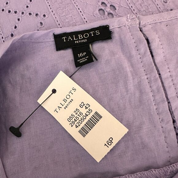 NEW Talbots Lavender Purple Eyelet Scoop Neck Top XXL 16P Sleeveless - Picture 7 of 8